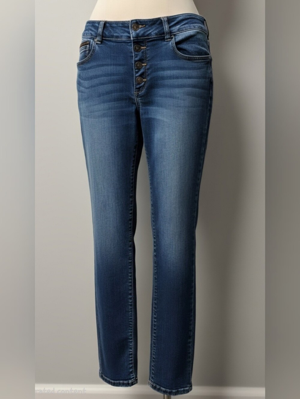 KanCan Dark Mid Blue Skinny Button-Fly Jeans